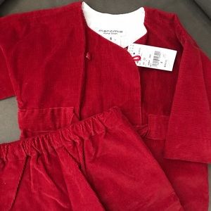 Manomia unisex red mini corduroy two-piece